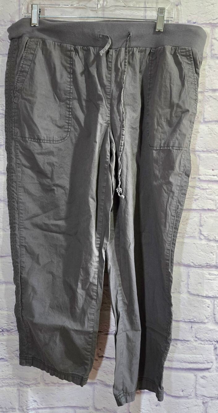 Intro Love The Fit Dark Gray Pull On Drawstring Pants 14W Plus Stretch